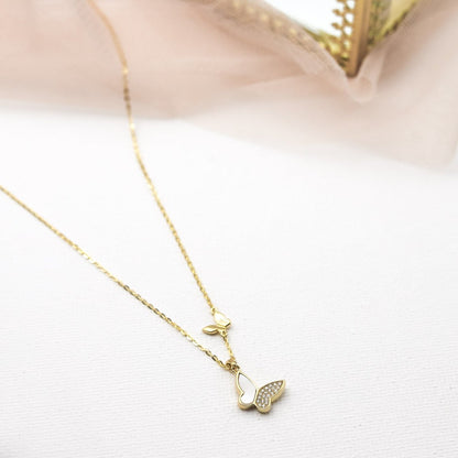 Collar Mariposa Nácar - Strass y Mariposa mini lisa