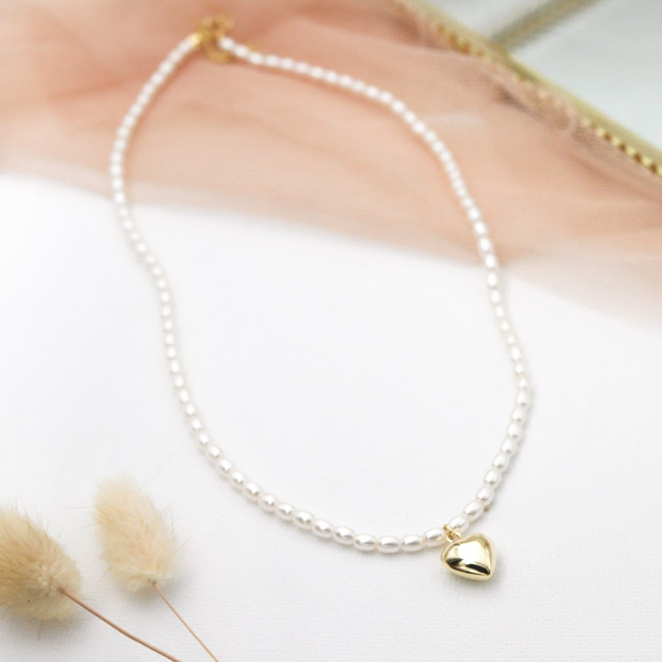 Collar Perlas Corazón Bombeado