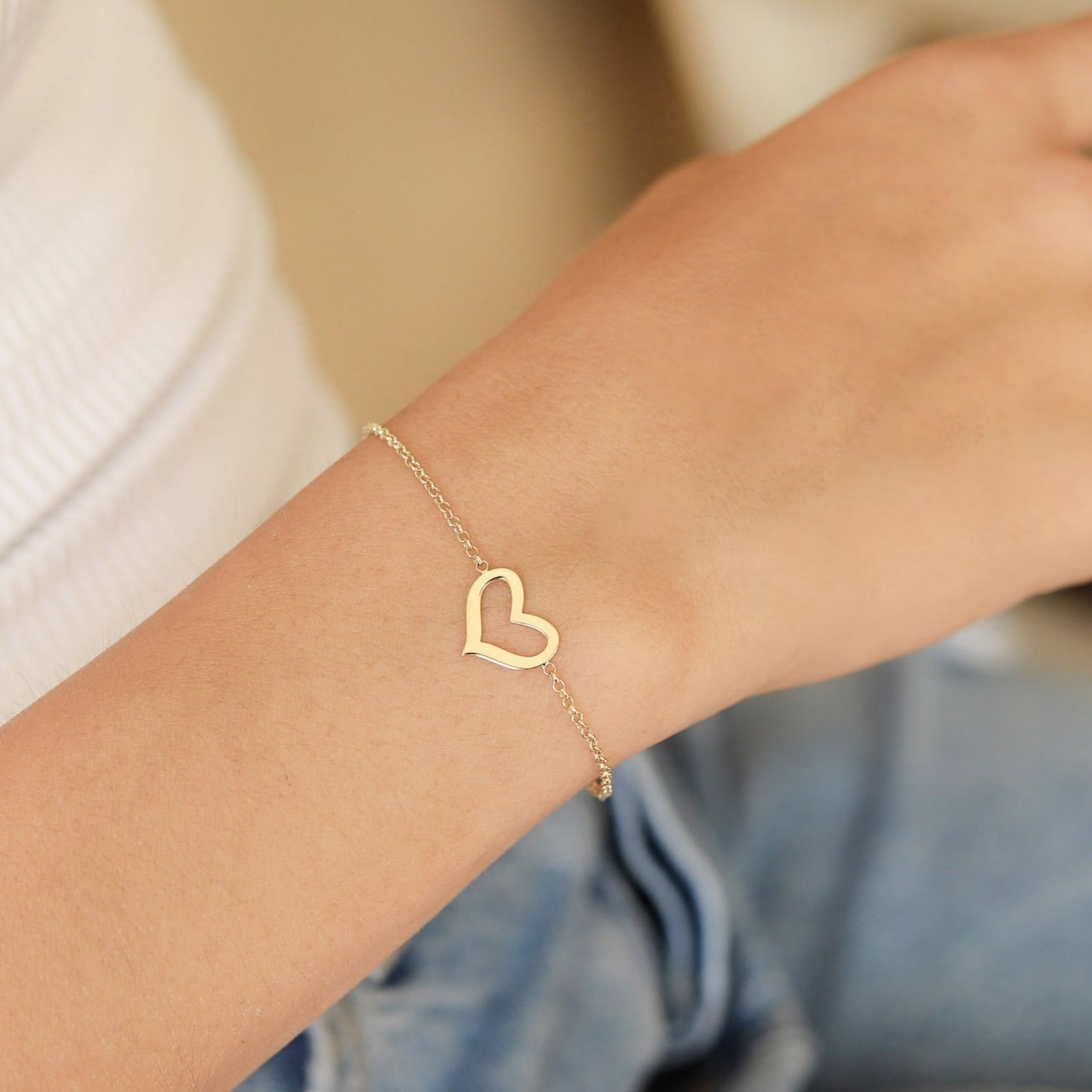 Pulsera Corazón Calado Oro 18k