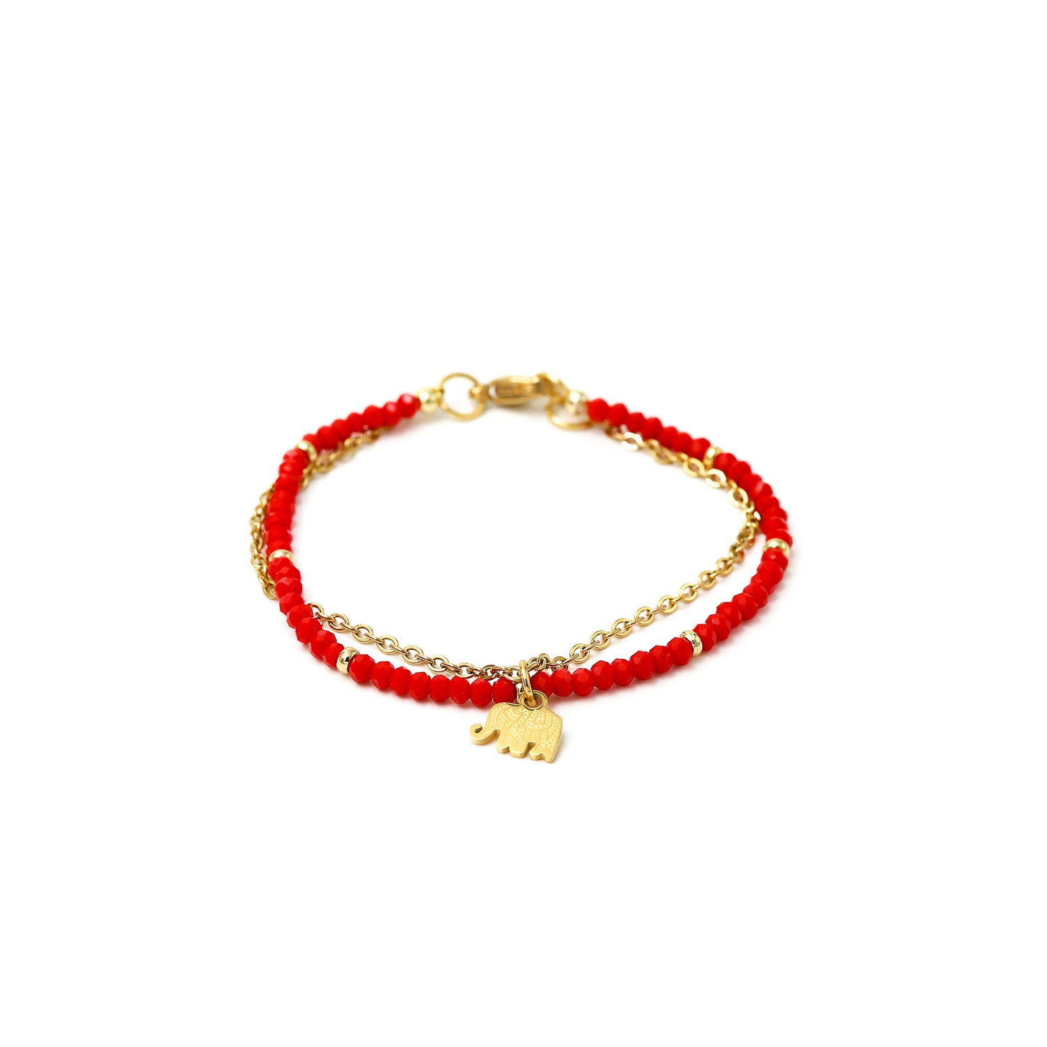 Pulsera Rafaella Tonos Rojo - Elefante labrado