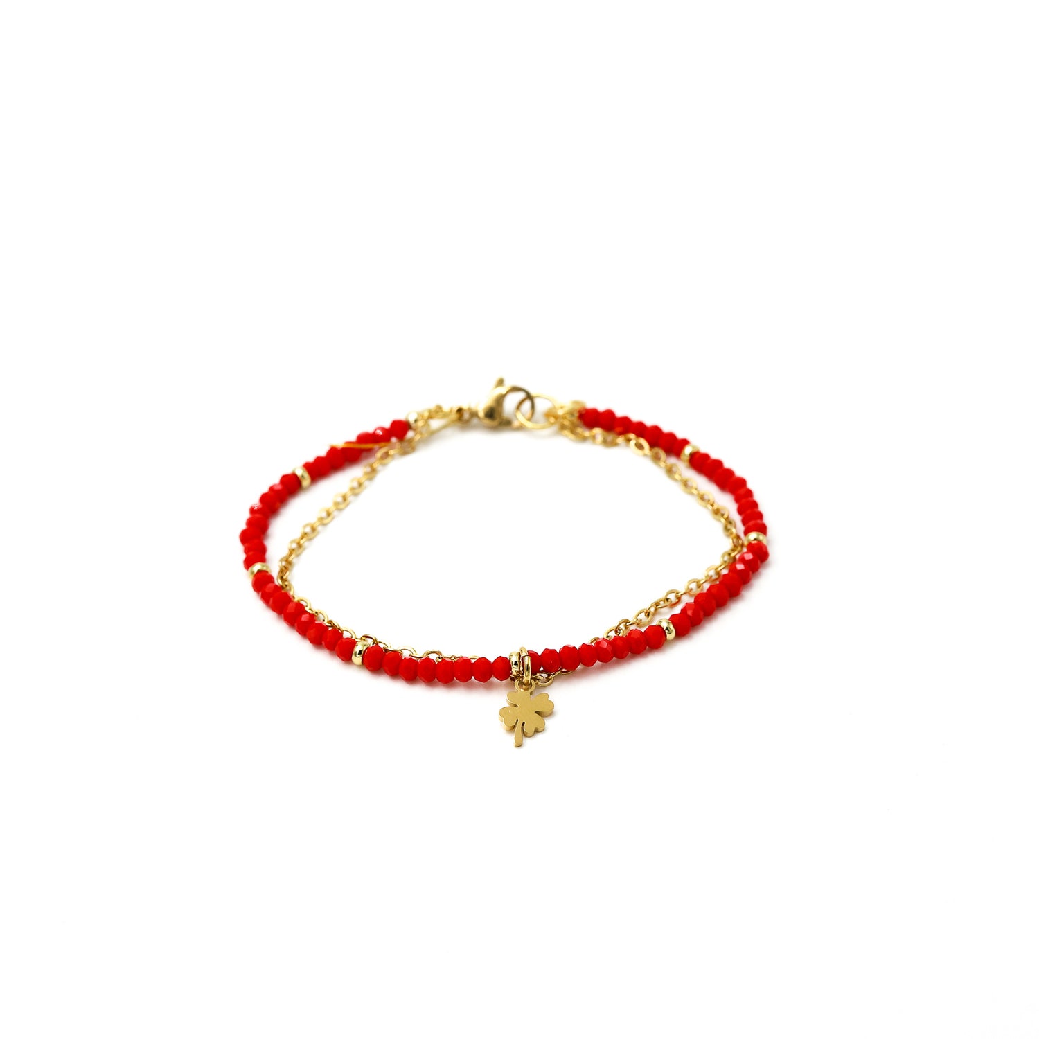 Pulsera RafaellaTonos Rojo - Trébol