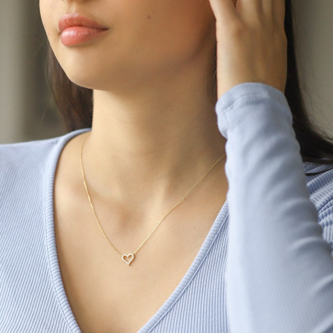 Collar Mini Corazón Calado Strass