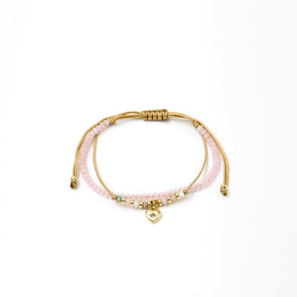 Pulsera isabella rosada corazón punto luz