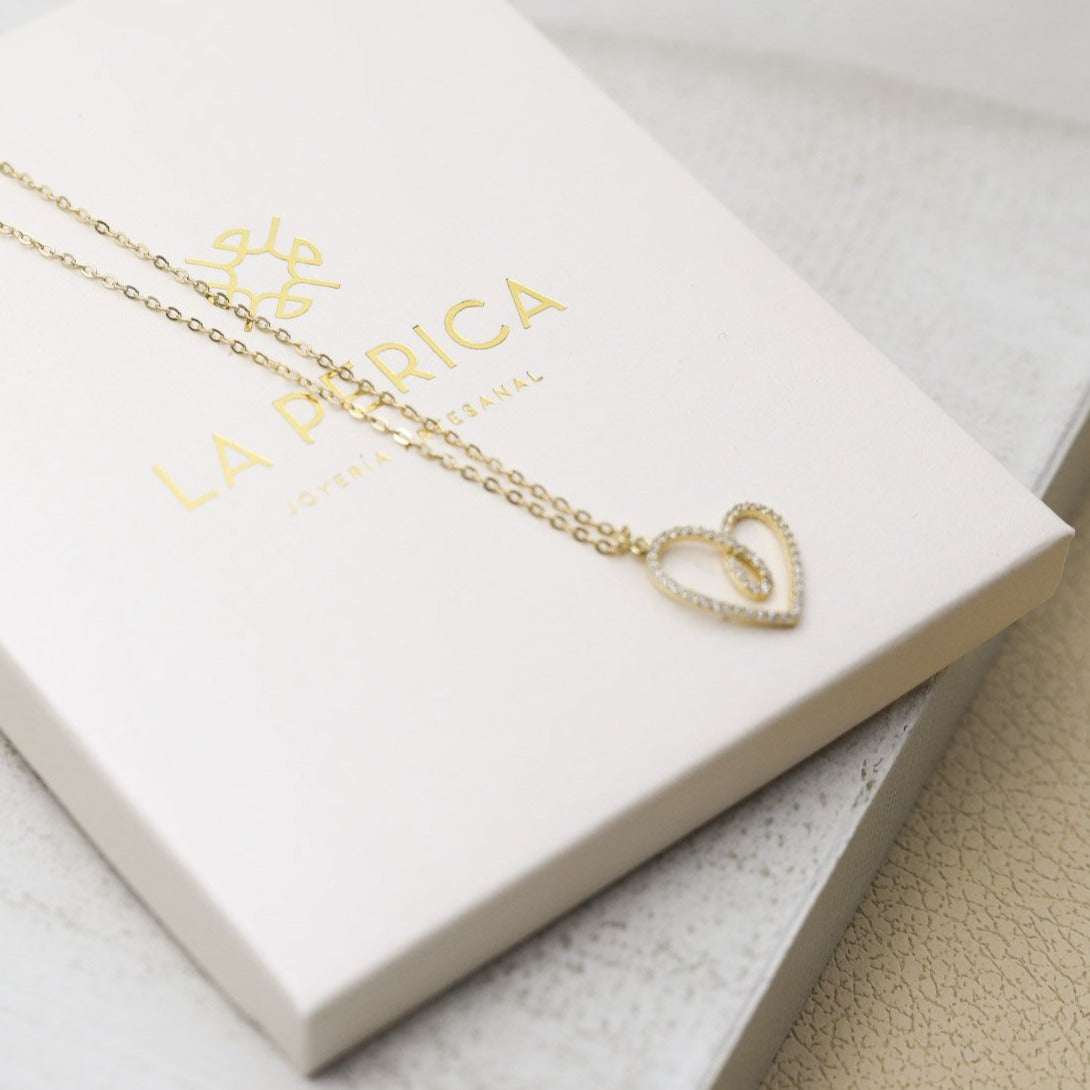 Collar corazón calado strass XL