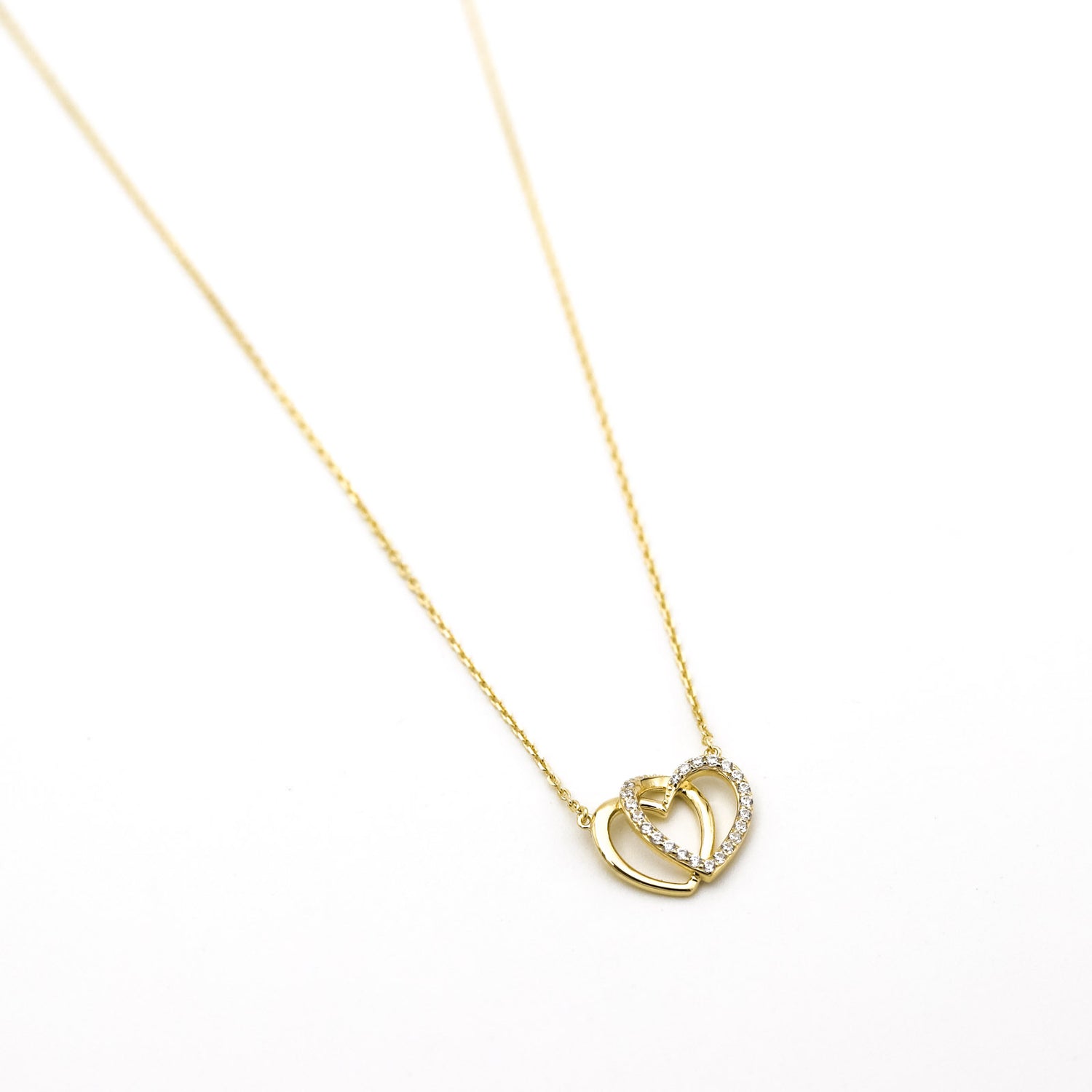 Collar Corazones Enlazados Liso y Strass
