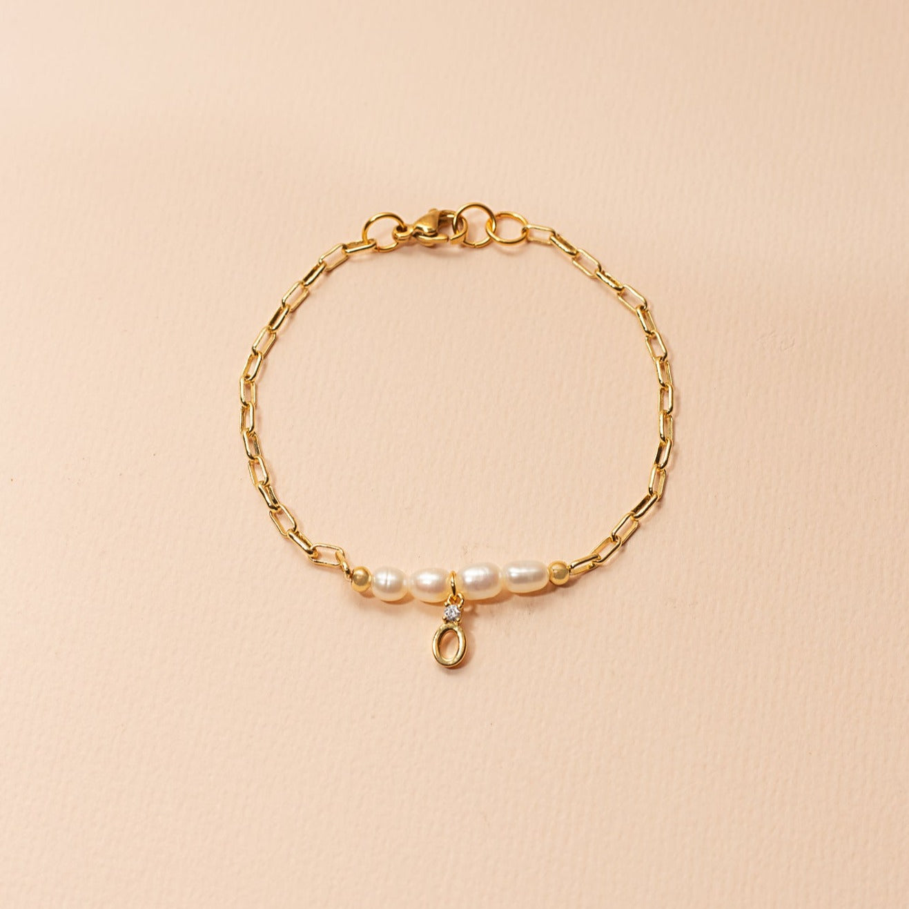 Pulsera Sole cadena perlas inicial