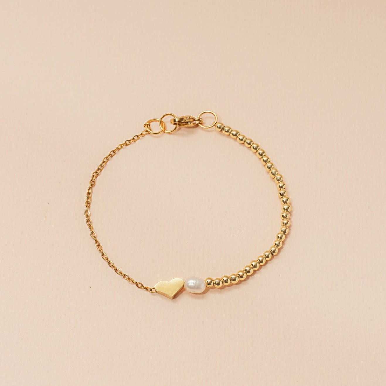 Pulsera Sole cadena billas corazón y perla
