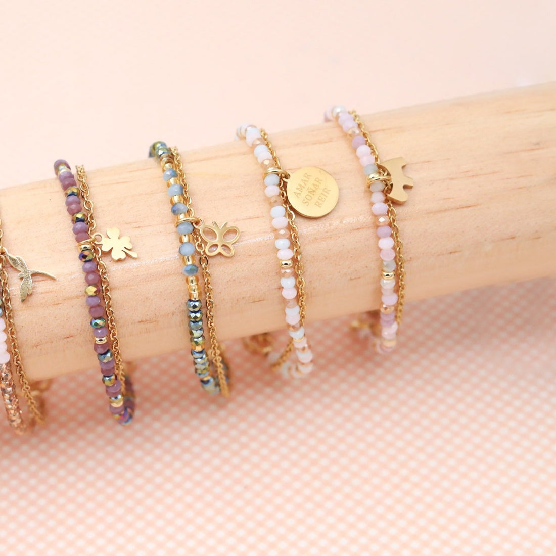 Pulsera Rafaella C129 Placa &quot;Amar, Soñar, Reír&quot;