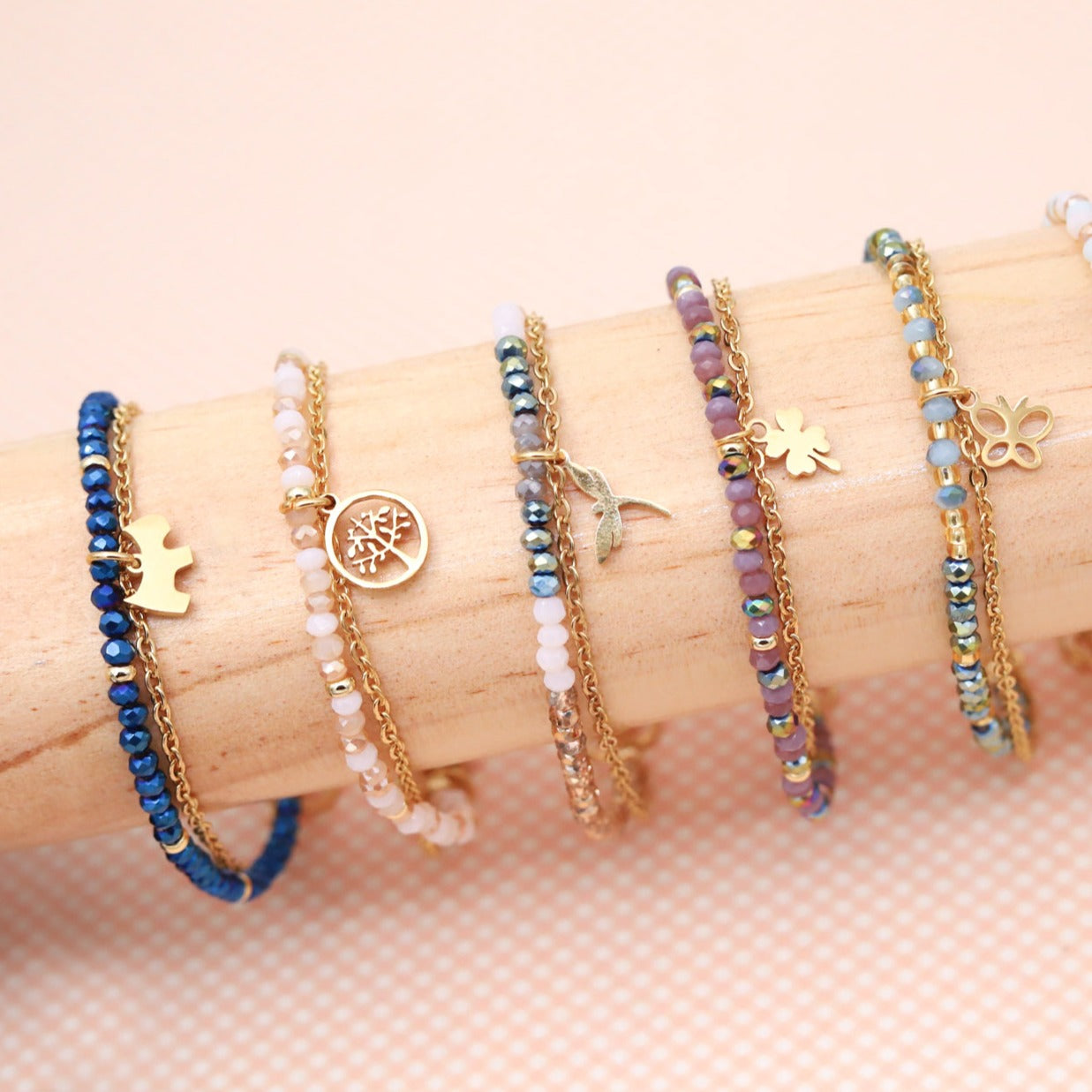 Pulsera Rafaella Tonos Azul Rey - Perrito Colgante